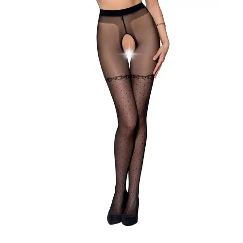 Колготки с открытым доступом, имитация чулок TIOPEN 014 black 3/4 (20 den) — Passion photo 1