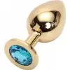 Анальная пробка SWAROVSKI BLUE, золотистая photo 4