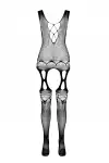 Бодистокинг с плетением на груди Passion BS099 One Size, white, открытый доступ, имитация подвязок photo 3