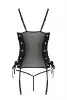 Сетчатый корсет из экокожи Passion Malwia Corset 6XL/7XL black, с люверсами и съемными пажами photo 4