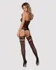 Бодистокинг Obsessive Bodystocking F214 black S/M/L, имитация корсета и чулок на подвязках photo 4