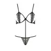 Комплект белья QUENTRIS BIKINI black S/M - Passion Exclusive, стринги и полуоткрытый лиф photo 3