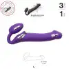 Безремневой страпон с вибрацией Strap-On-Me Vibrating Violet L, диаметр 3,7см, пульт ДУ, регулируемы photo 2