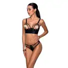 Комплект из эко-кожи с люверсами и ремешками Malwia Bikini black XXL/XXXL — Passion, бра и трусики photo 1