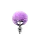 Металлическая анальная пробка Кроличий хвостик Alive Fluffy Twist Plug S Purple, диаметр 2,9 см photo 1