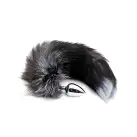Металлическая анальная пробка Лисий хвост Alive Black And White Fox Tail S, диаметр 2,9 см photo 1