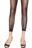 Полупрозрачные леггинсы с вышивкой OPAQUE MICRO NET FOOTLESS TIGHTS WITH CROCHETED ANKLE O/S BLACK photo 1