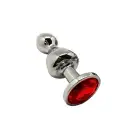 Металлическая анальна пробка Wooomy Lollypop Double Ball Metal Plug Red S диаметр 2,8см, длина 8,5см photo 1