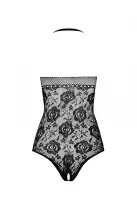 Бодистокинг с имитацией корсетной шнуровки Passion BS094 One Size, black, цветочный узор, с доступом photo 4