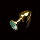 Малая золотистая анальная пробка с кристаллом, зеленый photo 1