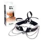 Сексуальний чокер Art of Sex - Karen из натуральной кожи, Черно/Розовый photo 5