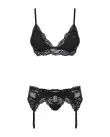 Кружевной комплект белья Obsessive 810-SEG-1 L/XL Black, бюстгальтер, стринги, пояс для чулок photo 3