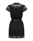 Сатиновый открытый пеньюар на поясе Obsessive 810-PEI–1 peignoir black S/M, черный photo 4