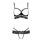 Комплект белья SARIA SET OpenBra black S/M - Passion Exclusive: стрэпы: откртый лиф, стринги photo 3