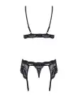 Кружевной комплект белья Obsessive 810-SEG-1 S/M Black, бюстгальтер, стринги, пояс для чулок photo 4