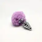 Металлическая анальная пробка Кроличий хвостик Alive Fluffy Twist Plug M Purple, диаметр 3,4 см photo 2