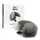 Силиконовая анальная пробка с хвостом из натурального меха Art of Sex size M Artctic fox photo 5