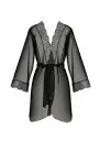 Пеньюар Passion Amberly Peignoir 6XL/7XL black, ажурные декольте и манжеты, широкие рукава photo 3