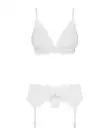 Кружевной комплект белья Obsessive 810-SEG-1 S/M White, бюстгальтер, стринги, пояс для чулок photo 3