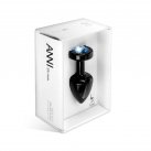 Анальная пробка со стразом Diogol ANNI round black Аквамарин 25мм photo 2