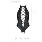 Боди из эко-кожи с имитацией шнуровки и открытым доступом Nancy Body black S/M - Passion photo 5
